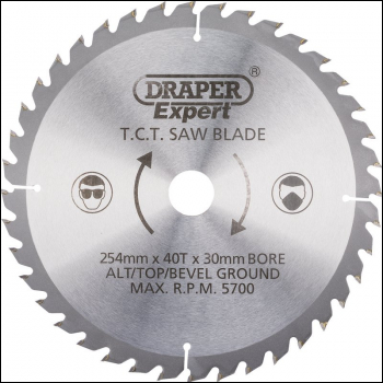 Draper CSB255P TCT Saw Blade, 254 x 30mm, 40T - Code: 38154 - Pack Qty 1