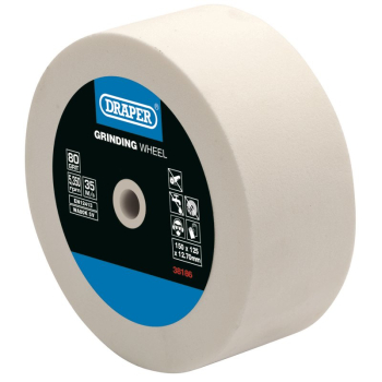 Draper AG205DA Aluminium Oxide Bench Grinding Wheel, 125 x 50mm, 80 Grit, White - Code: 38186 - Pack Qty 1