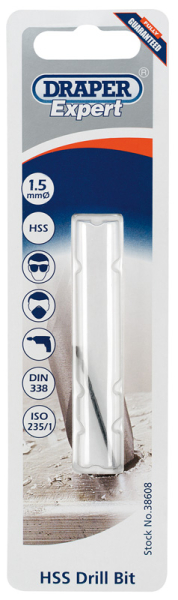 Draper H29MPB HSS Drill Bit, 1.5mm - Discontinued - Code: 38608 - Pack Qty 1