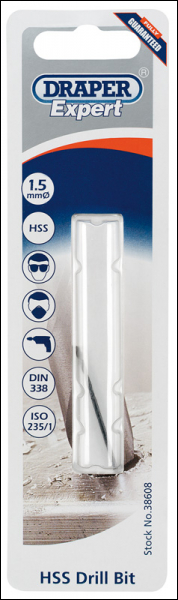 Draper H29MPB HSS Drill Bit, 1.5mm - Code: 38608 - Pack Qty 1
