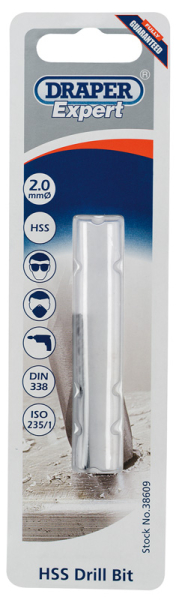 Draper H29MPB HSS Drill Bit, 2.0mm - Discontinued - Code: 38609 - Pack Qty 1