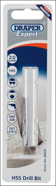 Draper H29MPB HSS Drill Bit, 2.0mm - Code: 38609 - Pack Qty 1