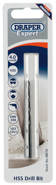 Draper H29MPB HSS Drill Bit, 4.0mm - Discontinued - Code: 38616 - Pack Qty 1