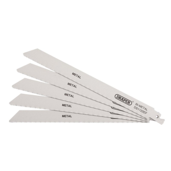 Draper DS1122EF Bi-metal Reciprocating Saw Blades for Metal Cutting, 225mm, 18tpi (Pack of 5) - Code: 38631 - Pack Qty 1