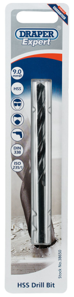 Draper H29MPB HSS Drill Bit, 9.0mm - Discontinued - Code: 38650 - Pack Qty 1
