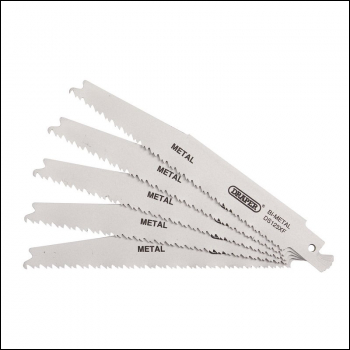 Draper DS123XF Bi-metal Reciprocating Saw Blades for Metal Cutting, 150mm, 8-14tpi (Pack of 5) - Code: 38755 - Pack Qty 1