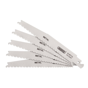 Draper DS123XF Bi-metal Reciprocating Saw Blades for Metal Cutting, 150mm, 8-14tpi (Pack of 5) - Code: 38755 - Pack Qty 1