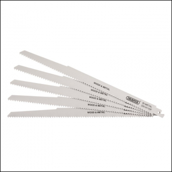 Draper DS1411DF Bi-metal Reciprocating Saw Blades for Multi-Purpose Cutting, 300mm, 6tpi (Pack of 5) - Code: 38756 - Pack Qty 1