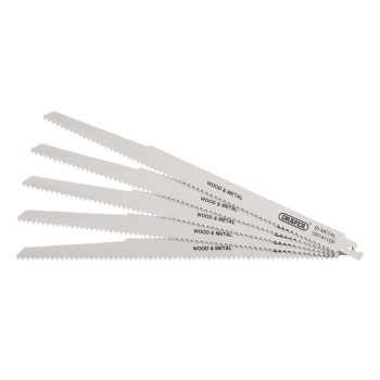 Draper DS1411DF Bi-metal Reciprocating Saw Blades for Multi-Purpose Cutting, 300mm, 6tpi (Pack of 5) - Code: 38756 - Pack Qty 1