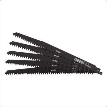 Draper DS1531L Reciprocating Saw Blades for Wood Cutting, 240mm, 5tpi (Pack of 5) - Code: 38803 - Pack Qty 1