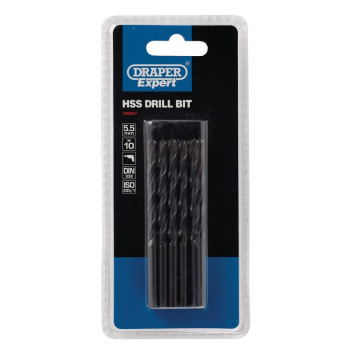 Draper H29MC Draper Expert HSS Drill Bit, 5.5 x 185mm (Pack of 10) - Code: 38807 - Pack Qty 1