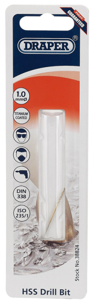 Draper TH29MC HSS Titanium Drill Bit, 1.0 x 180mm - Code: 38824 - Pack Qty 1