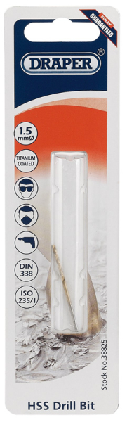 Draper TH29MC HSS Titanium Drill Bit, 1.5mm - Discontinued - Code: 38825 - Pack Qty 1