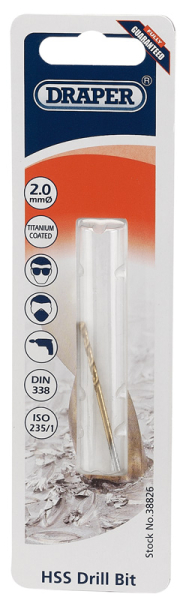 Draper TH29MC HSS Titanium Drill Bit, 2.0mm - Discontinued - Code: 38826 - Pack Qty 1