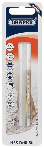 Draper TH29MC HSS Titanium Drill Bit, 3.5mm - Discontinued - Code: 38830 - Pack Qty 1