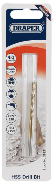 Draper TH29MC HSS Titanium Drill Bit, 4.0mm - Discontinued - Code: 38831 - Pack Qty 1