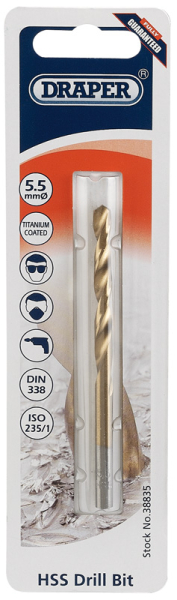 Draper TH29MC HSS Titanium Drill Bit, 5.5mm - Discontinued - Code: 38835 - Pack Qty 1