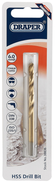 Draper TH29MC HSS Titanium Drill Bit, 6.0mm - Discontinued - Code: 38836 - Pack Qty 1