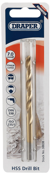 Draper TH29MC HSS Titanium Drill Bit, 7.0mm - Discontinued - Code: 38838 - Pack Qty 1