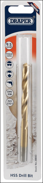 Draper TH29MC HSS Titanium Drill Bit, 9.5mm - Code: 38843 - Pack Qty 1