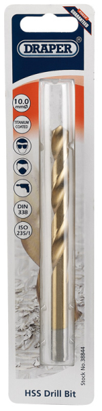 Draper TH29MC HSS Titanium Drill Bit, 10.0 x 230mm - Code: 38844 - Pack Qty 1
