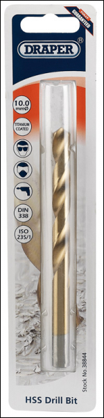 Draper TH29MC HSS Titanium Drill Bit, 10.0mm - Code: 38844 - Pack Qty 1