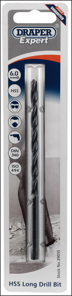 Draper DBHSSL HSS Extra Long Drill Bit, 6.0 x 139mm - Discontinued - Code: 39035 - Pack Qty 1