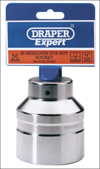 Draper TTD-MM Hub Nut Socket, 3/4 inch  Sq. Dr., 56mm - Discontinued - Code: 39048 - Pack Qty 1