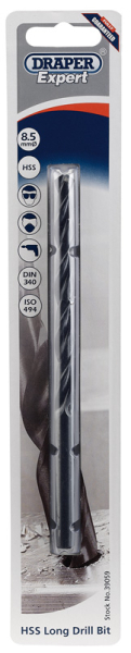 Draper H29MC/L HSS Extra Long Drill Bit, 8.5 x 165mm - Discontinued - Code: 39059 - Pack Qty 1