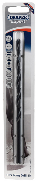 Draper H29MC/L HSS Extra Long Drill Bit, 10.5 x 184mm - Discontinued - Code: 39071 - Pack Qty 1