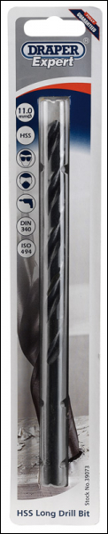 Draper H29MC/L HSS Extra Long Drill Bit, 11 x 195mm - Discontinued - Code: 39073 - Pack Qty 1