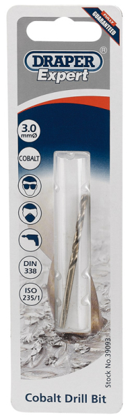 Draper H30PB HSS Cobalt Drill Bit, 3.0mm - Discontinued - Code: 39093 - Pack Qty 1