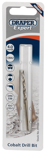 Draper H30PB HSS Cobalt Drill Bit, 4.0mm - Discontinued - Code: 39133 - Pack Qty 1