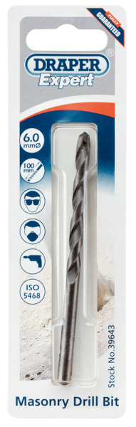 Draper MD12PB Draper Expert Masonry Drill Bit, 6 x 100mm - Code: 39643 - Pack Qty 1