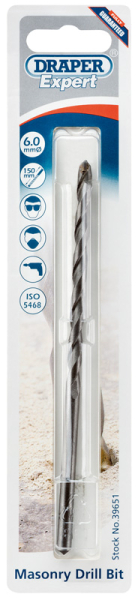 Draper MD12PB Draper Expert Masonry Drill Bit, 6 x 150mm - Code: 39651 - Pack Qty 1