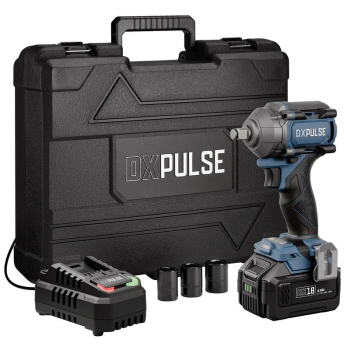 Draper DXP18BIMK DXPULSE 18V Brushless Impact Wrench Set, 1/2 inch  Sq. Dr., 400Nm, 1 x 4.0Ah Battery, 1 x 2.4A Charger - Code: 39661 - Pack Qty 1