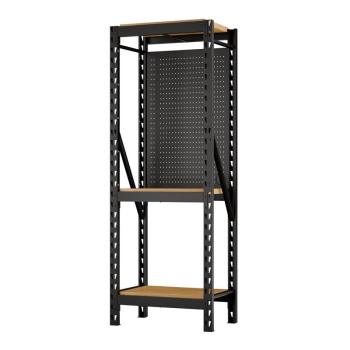 BUNKER 17 Piece Modular 3 Tier Racking with Hardwood Shelving and Pegboards, 750mm - MS400-27S-17PCW - Code: 39683 - Pack Qty 1