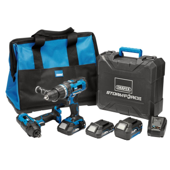 Draper PTK20VIMP Draper Storm Force® 20V Cordless Impact Kit (7 Piece) - Code: 40448 - Pack Qty 1