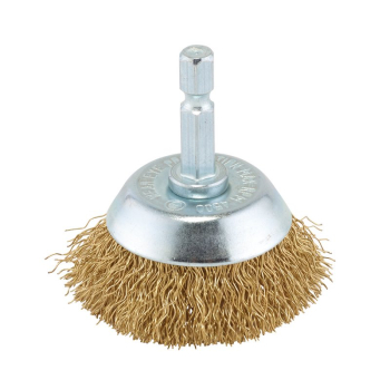 Draper WBCS1 Brassed Steel Crimped Wire Cup Brush, 40mm - Code: 41431 - Pack Qty 1