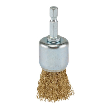 Draper WBCS4 Brassed Steel Crimped Wire End Brush, 25mm - Code: 41438 - Pack Qty 1