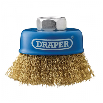 Draper WBC1 Brassed Steel Crimped Wire Cup Brush, 65mm, M14 - Code: 41443 - Pack Qty 1
