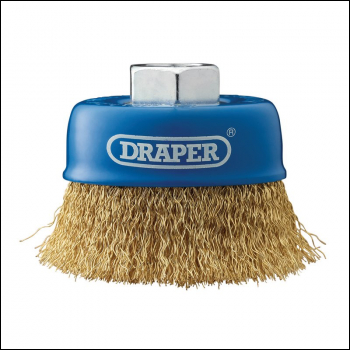 Draper WBC2 Brassed Steel Crimped Wire Cup Brush, 75mm, M14 - Code: 41444 - Pack Qty 1