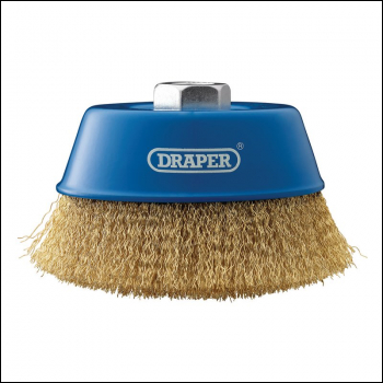 Draper WBC4 Brassed Steel Crimped Wire Cup Brush, 125mm, M14 - Code: 41446 - Pack Qty 1