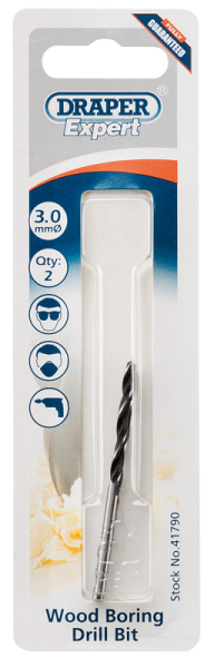 Draper DBWS Draper Expert Wood Drill Bit, 3 x 165mm (Pack of 2) - Code: 41790 - Pack Qty 1