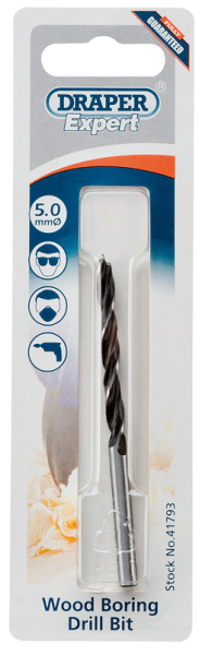Draper WBBPB Draper Expert Wood Drill Bit, 5 x 165mm - Code: 41793 - Pack Qty 1