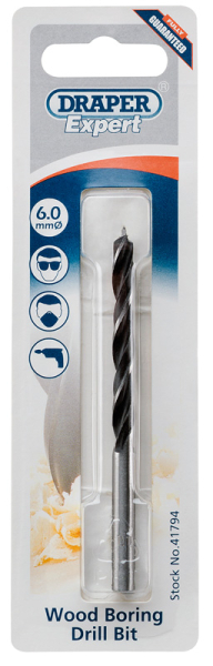 Draper WBBPB Draper Expert Wood Drill Bit, 6 x 165mm - Code: 41794 - Pack Qty 1