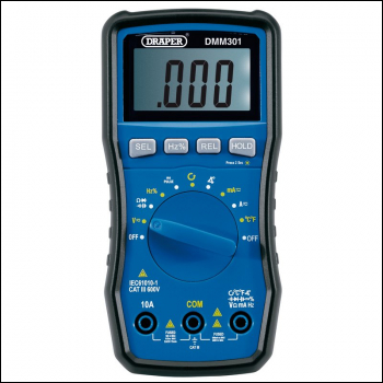 Draper DMM301 Automotive Digital Multimeter, 1 x Temperature Probe, 1 x Inductive Clamp - Code: 41822 - Pack Qty 1