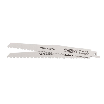 Draper DS3456XF Bi-metal Reciprocating Saw Blades for Multi-Purpose Cutting, 200mm, 6-12tpi (Pack of 2) - Code: 43065 - Pack Qty 1