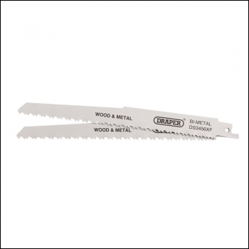 Draper DS3456XF Bi-metal Reciprocating Saw Blades for Multi-Purpose Cutting, 200mm, 6-12tpi (Pack of 2) - Code: 43065 - Pack Qty 1