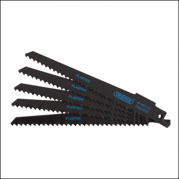 Draper DS628DF Bi-metal Reciprocating Saw Blades for Plaster Cutting, 150mm, 6tpi (Pack of 5) - Code: 43426 - Pack Qty 1